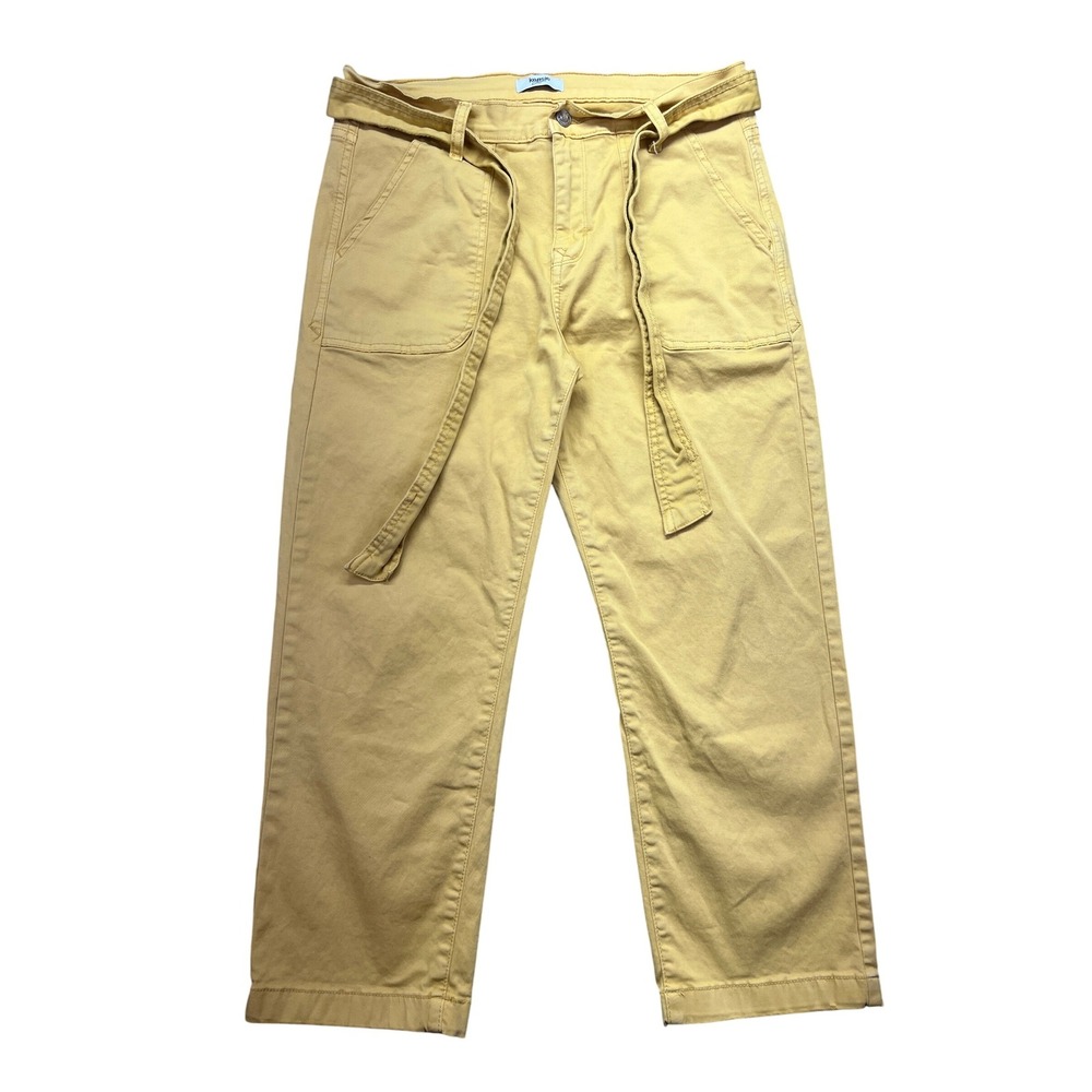 Kensie Cropped Belted Utility Pants Casual Workwear Yellow Size 10/30 Fits 31.5"